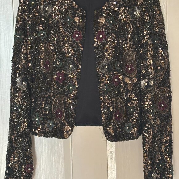 Alice + Olivia Kidman embellished beaded sequin cropped jacket - Picture 2 of 8